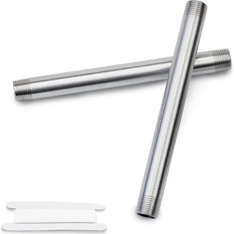 2 Stück 200 Mm 3/8" Außengewinde × 3/8" Außengewinde Bsp 304 Edelstahl Verlängerungsnippel Gussrohrverschraubungen