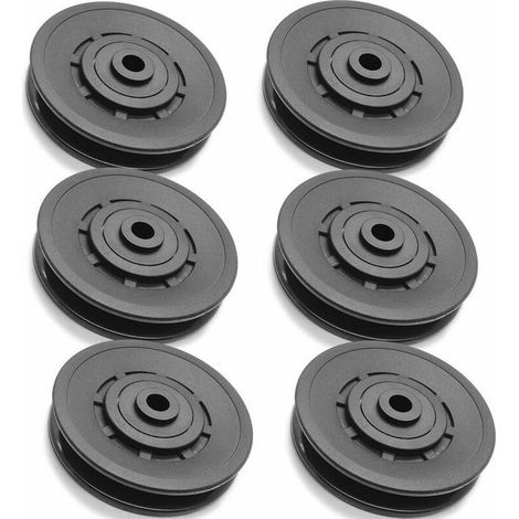 – 90-mm-nylonrolle Für Krafttraining – Tragkraft: 220 Kg – Seildurchmesser: 7 Mm – Kugellager Für Hebesysteme – 6er-pack
