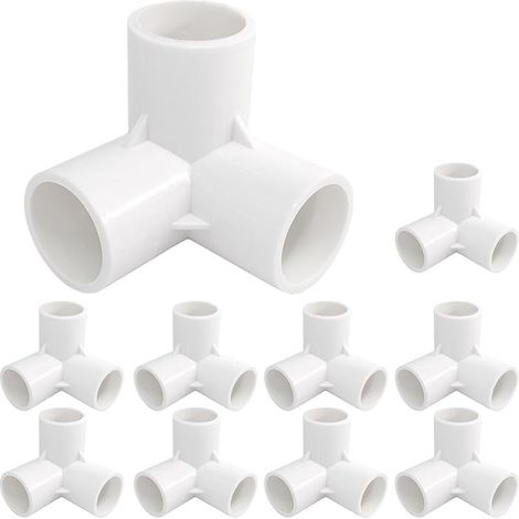 Packung Mit 10 3-wege-pvc-fittings, 25 Mm, Für Gewächshäuser Und Möbelgestelle