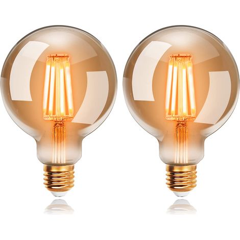 6-w-vintage-led-lampen G95 Edison, Warmweiß (2200 K), E27-fassung, Entspricht Einer Herkömmlichen 48-w-glühbirne, Retro-glühbirne, Dekorative Retro-lampe, Nicht Dimmbar, 2er-pack