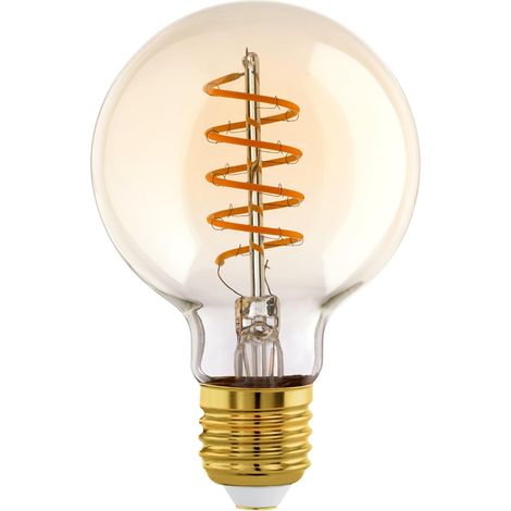 Dimmbare E27-led-lampe, Vintage-spiralglühfaden, Retro-beleuchtung Im Edison-stil, 4 Watt (entspricht 25 Watt), 245 Lumen, Warmweißes, Bernsteinfarbenes Licht, 2200 Kelvin, G80, Ø 8 Cm
