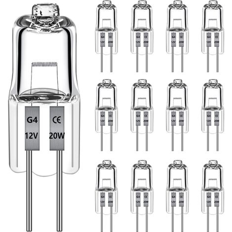 Packung Mit 12 G4-halogenlampen, 12 V, 20 W, 470 Lm, Dimmbar, 2700 K Warmweiß, G4-halogen Für Dunstabzugshauben, Küche, Wohnzimmer, Schlafzimmer, Kleiderschrankbeleuchtung Usw.