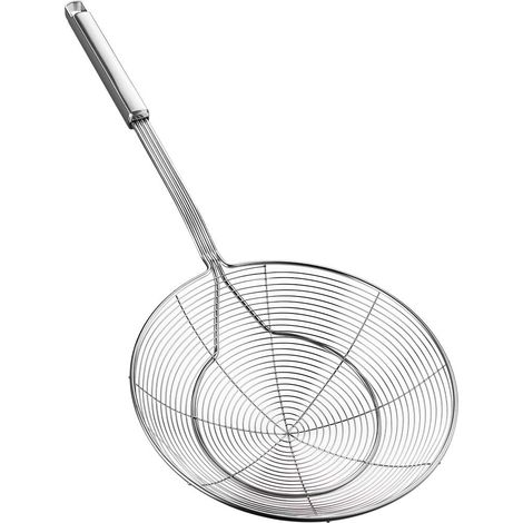 Schaumlöffel Aus Edelstahl Mit Griff Zum Braten Und Servieren Von Speisen, Pasta, Spaghetti, Nudeln (durchmesser 20 Cm, Gesamtlänge 45 Cm)