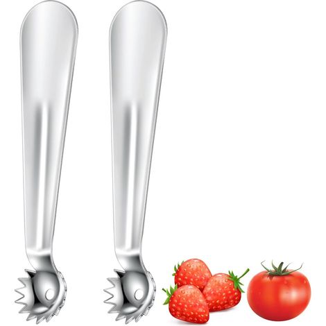 Tomatenentferner, 2er-pack, Edelstahl, Multifunktional, Gemüsestielentferner, Ergonomischer Griff, Küchenhelfer Für Tomaten, Erdbeeren, Äpfel, Wassermelonen Und Cantaloupe-melonen