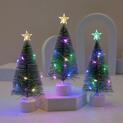 Mini-weihnachtsbaum (künstlich) Mit Led-lichterkette, Tischweihnachtsdekoration, Kleiner Miniatur-weihnachtsbaum Mit Beleuchtung, Tischweihnachtsbaum, Weihnachtsdekoration, Weihnachtsbaum (3er-pack)