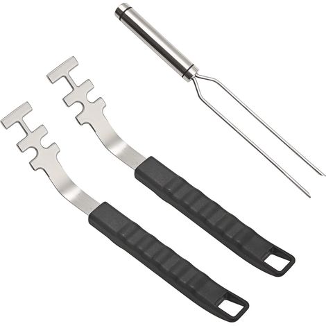 Grillbesteck Mit Anbrennschutz, 2-teilig: Grillheber (27 Cm) Und Grillgabeln (29 Cm), Grillheber Mit Langem Griff, Für Zuhause, Camping Und Grillstände