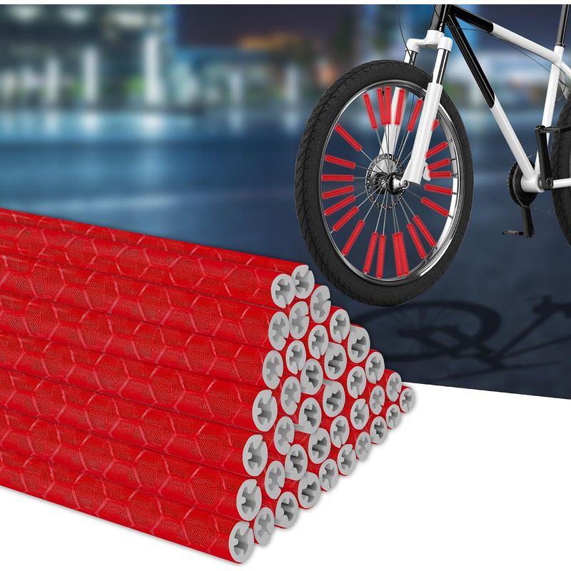 Set Mit 36 Fahrradspeichenreflektoren – 360°-reflektoren – Alternative Zu Katzenaugen – Fahrradreflektoren Für Gängige Speichenräder (rot)
