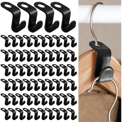 62-teiliges Set Mit Kleiderbügel-verbindungshaken, Mini-kaskadenkleiderbügel, Kleiderschrank-organizer, Ideal Zum Platzsparen Im Ankleidezimmer (schwarz)
