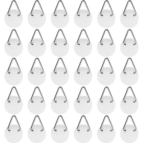 Packung Mit 30 Selbstklebenden Bilderhaken, Wandbefestigungshaken Für Bilderrahmen, Stabile Haken Mit Einer Maximalen Traglast Von 6 Kg, Einfache Werkzeuglose Montage (kleiner Kreis)