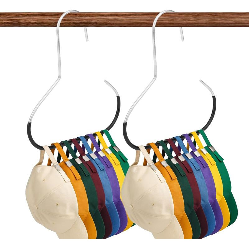 Lasuroa 2er-pack Hutaufbewahrungshaken, Edelstahl, Platzsparend Für Baseballkappen Und Kleiderschrankaccessoires, Schwarz