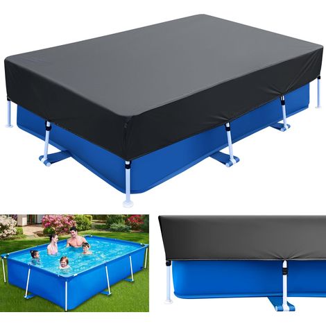 Rechteckige Poolabdeckung (2 X 3 M, 300 X 200 Cm), Schwarz, Einfach Zu Montieren, Staubdicht, Für Rechteckige Rahmenpools