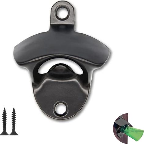 Wandmontierter Schraubflaschenöffner Aus Gusseisen – Ideal Für Bar, Restaurant Und Küche (schwarz)