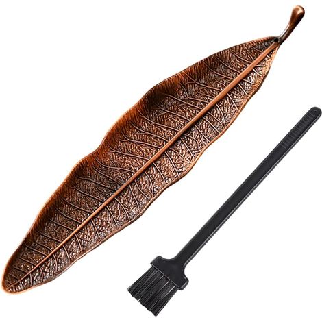 Stück Räucherstäbchenhalter Aus Bronzefarbenem Metall In Blattform, Ascheauffangbehälter Für Räucherstäbchen, Für Zuhause, Büro, Yoga Und Meditation