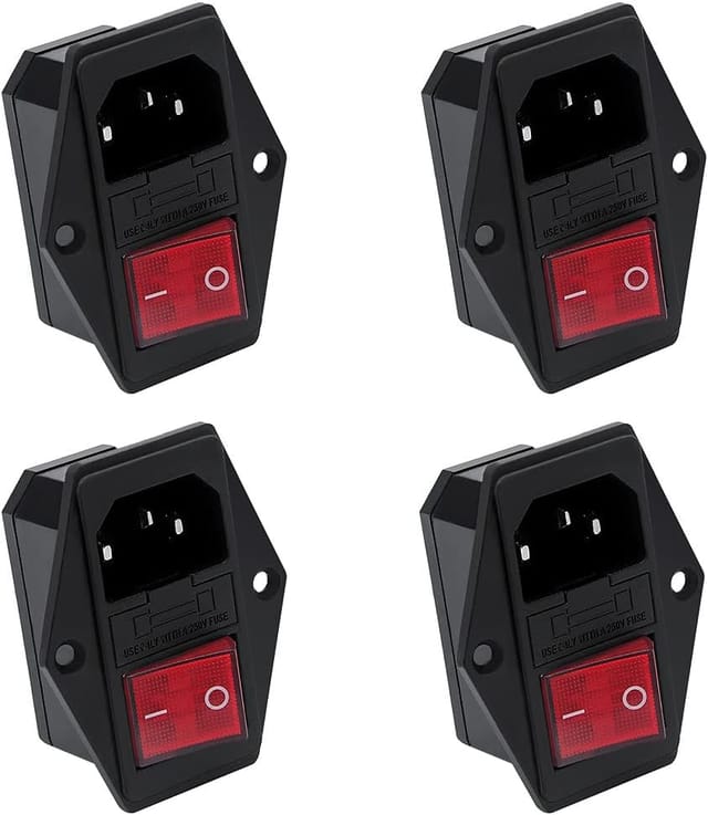 4 Kippschalter 10 A 250 V, versenkte Steckdose für 3D-Drucker mit 10-A-Sicherung