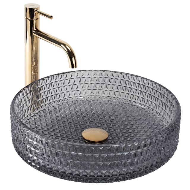 REA - aufsatzwaschbecken cristal grey 39 mit silberem ring