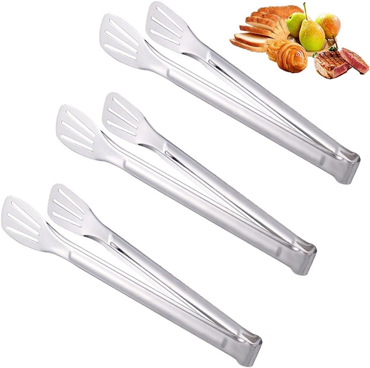 3-teiliges Multifunktionales Küchenbesteck Aus Edelstahl, Zum Servieren Von Grillgut, Salaten, Steaks Und Brot.