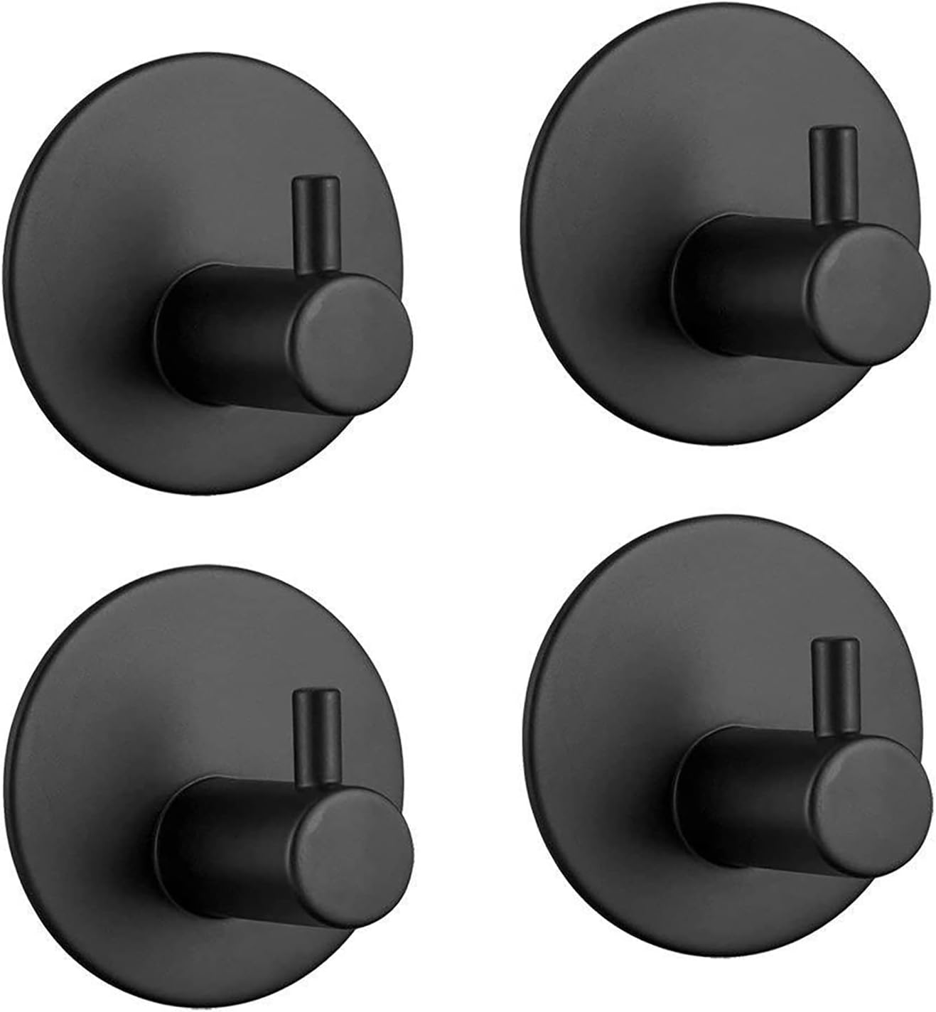 Edelstahl-wandhaken Für Badezimmer – Selbstklebende Handtuchhalter – Für Küchen, Wohnzimmer Und Büros – Rostfrei Und Wasserdicht (schwarz – 4er-pack)