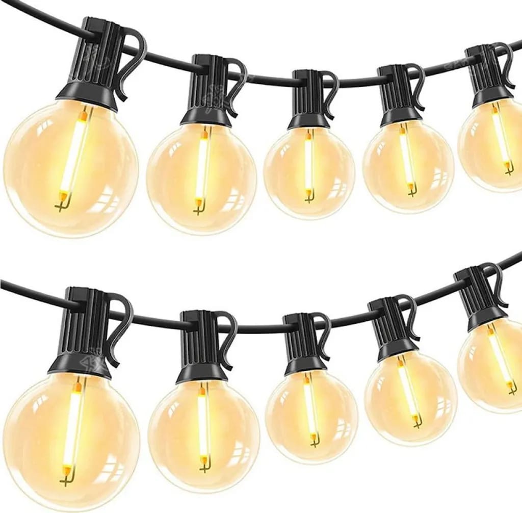 15 Meter Lange Lichterkette Für Den Außenbereich Mit 25 G40-glühbirnen – Wasserdicht, Bruchsicher Und Verbindbar, Warmweißes Licht Für Garten Und Party