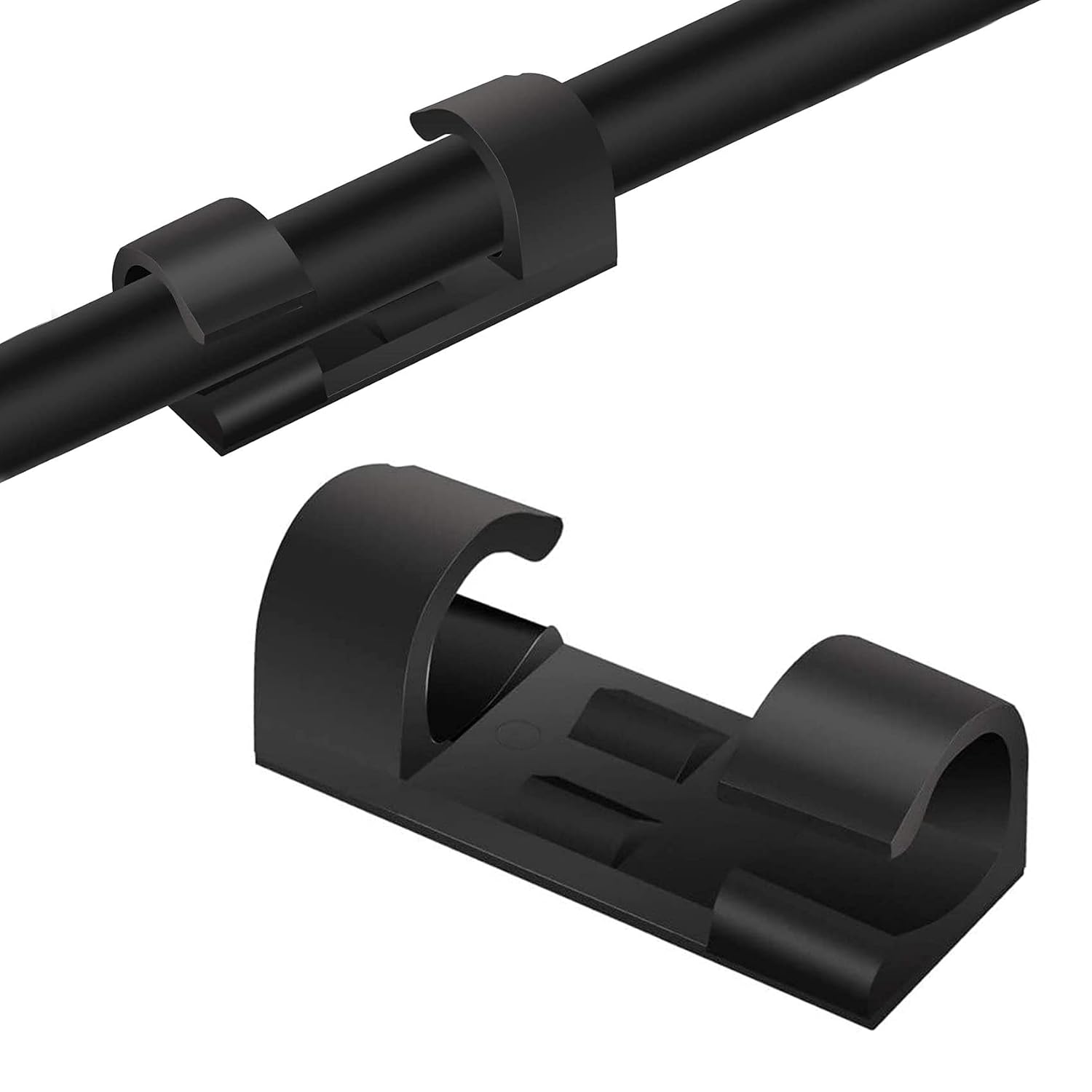 Kabelklemmen [20er-packung], Kabelmanagement-klemmen, Kabelbinder, Selbstklebende Befestigungselemente (schwarz)