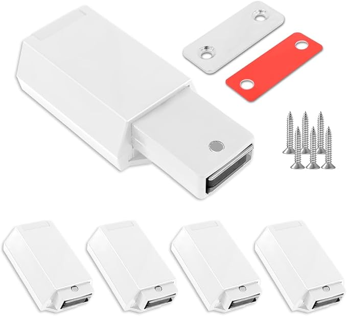 Robuster Druckverschluss, 5er-pack Weiße Magnetische Druckschlösser, Verdeckte Druckknopf-verriegelung Für Schränke, Schubladen, Kleiderschränke Und Küchentüren.
