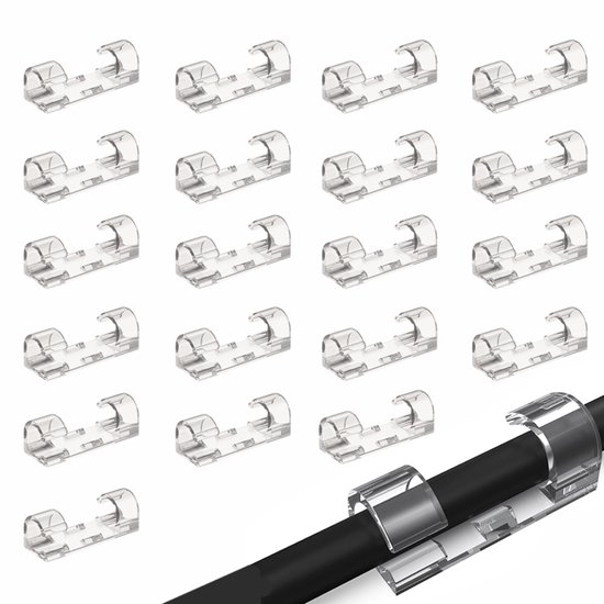 20 Selbstklebende Acryl-kabelclips, Schreibtisch-organizer Mit 6-mm-öffnung Für Kopfhörer-, Usb-, Telefon- Und Glasfaserkabel – Transparent