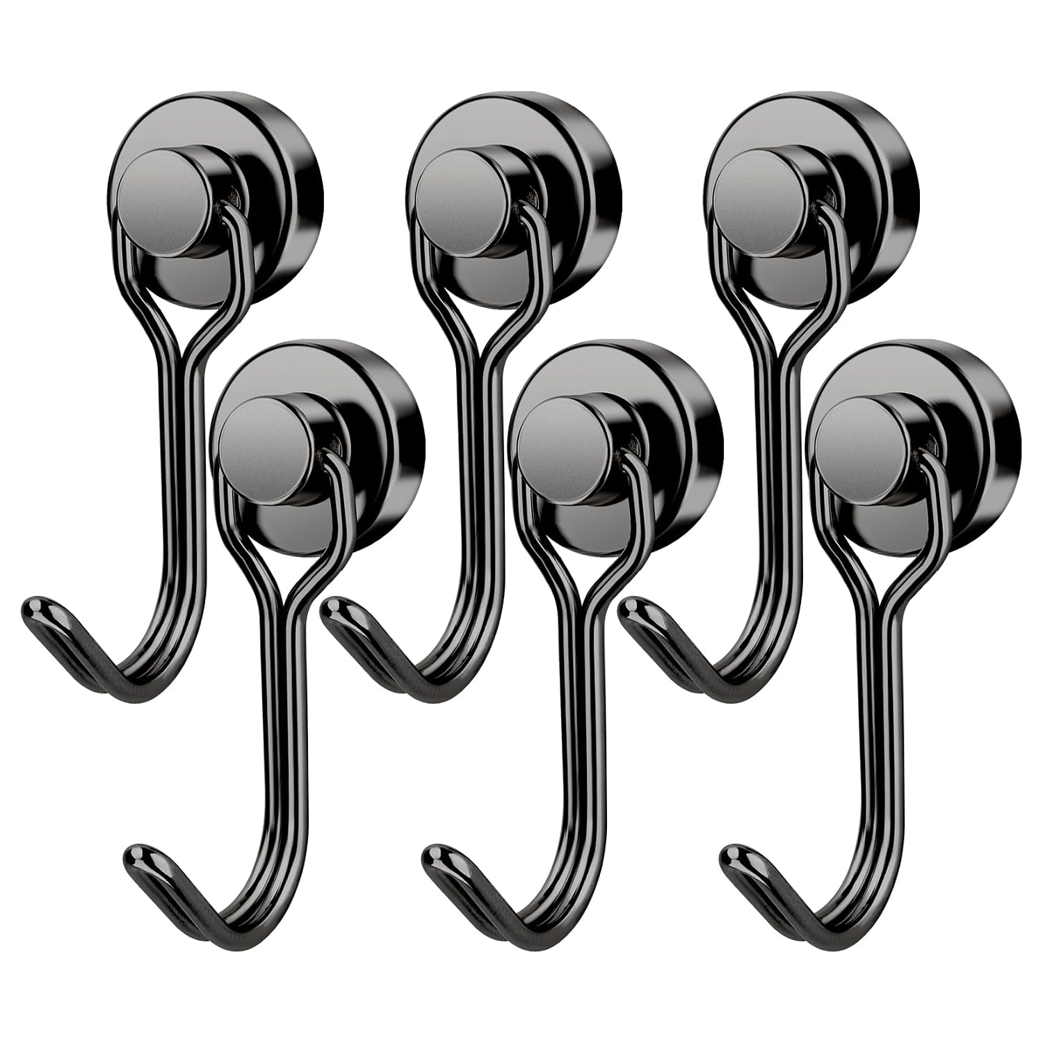 Magnethaken, 13,6 Kg, Hochleistungs-magnethaken Aus Schwarzem Neodym Mit Drehfunktion Für Kühlschränke, Grills Und Spinde – 6er-pack