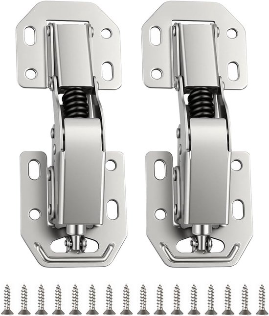 2-teilige Scharniere Für Schranktüren, 4 Zoll, 90° Verdeckte Möbelscharniere, Verdeckte Hydraulikdämpfer, Mit 16 Schrauben, Für Büro/küche