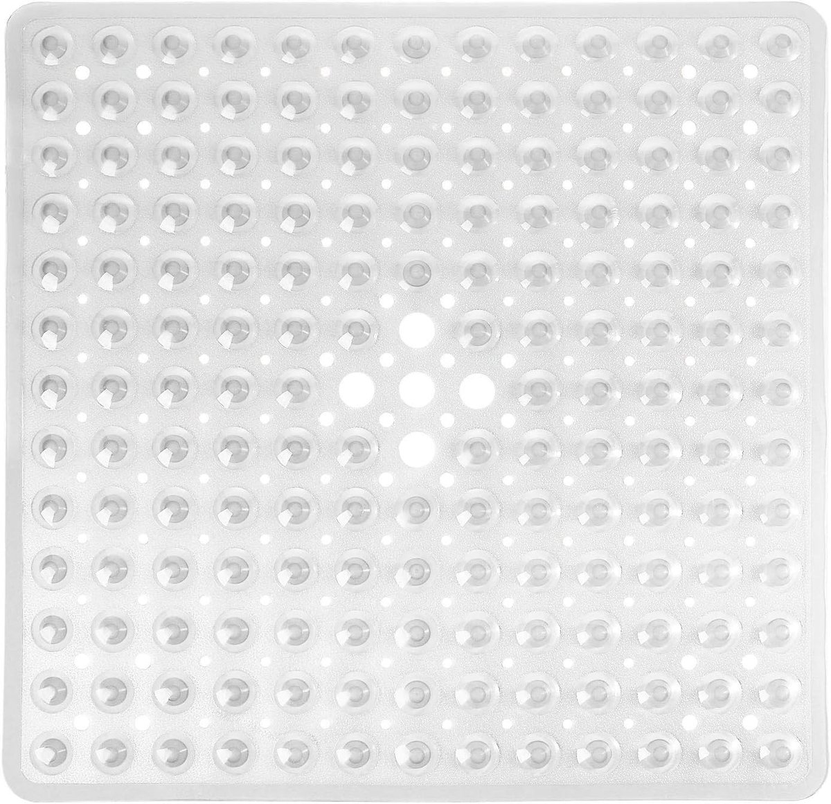 Rutschfeste Duschmatte – Badematte – Transparent – Mit Saugnäpfen Und Abflusslöchern – Quadratisch – Pvc