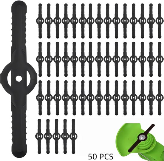 50er-packung Schwarze Kunststoff-ersatzmesser Für Rasenmäher, 14 X 3,3 Cm, Für Rasentrimmer, Unkraut Und Sträucher
