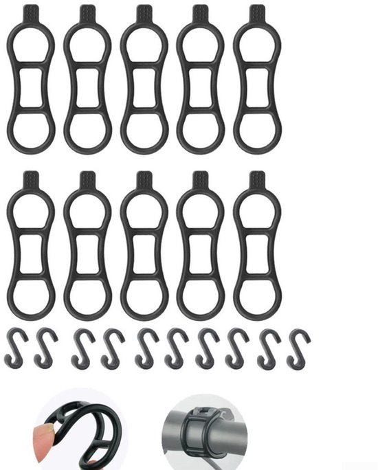 10-teiliges Silikon-fahrradgurt-set, Fahrradlicht-handyhalterung Mit Fünf Löchern Und S-förmigem Kunststoffhaken Für Mountainbikes Und E-bikes – Schwarz