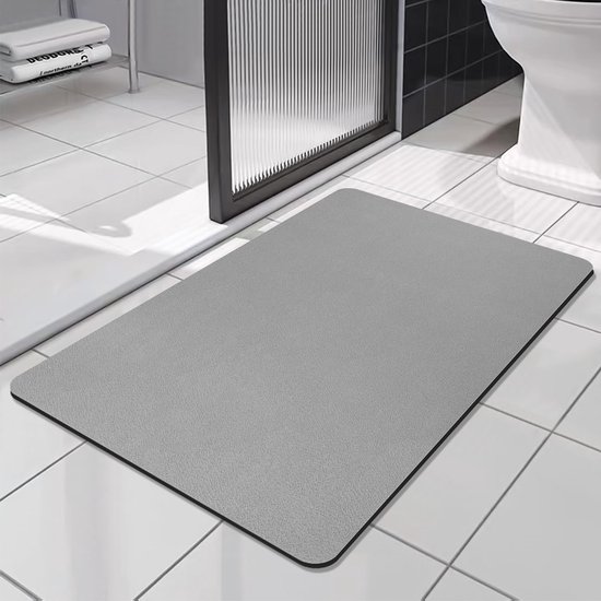 Rutschfeste Badezimmermatte Aus Kieselgur (grau, 40x60cm), Weiche, Schnelltrocknende Mikrofasermatte Für Türen Und Wohnzimmer.