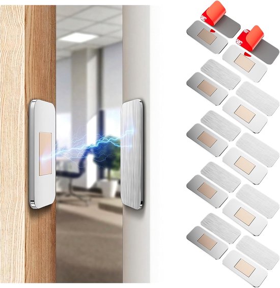 Ein Set Aus 10 Ultradünnen Magnetischen Schranktürriegeln – Aus Edelstahl, Geräuscharm Und Einfach Anzubringen.