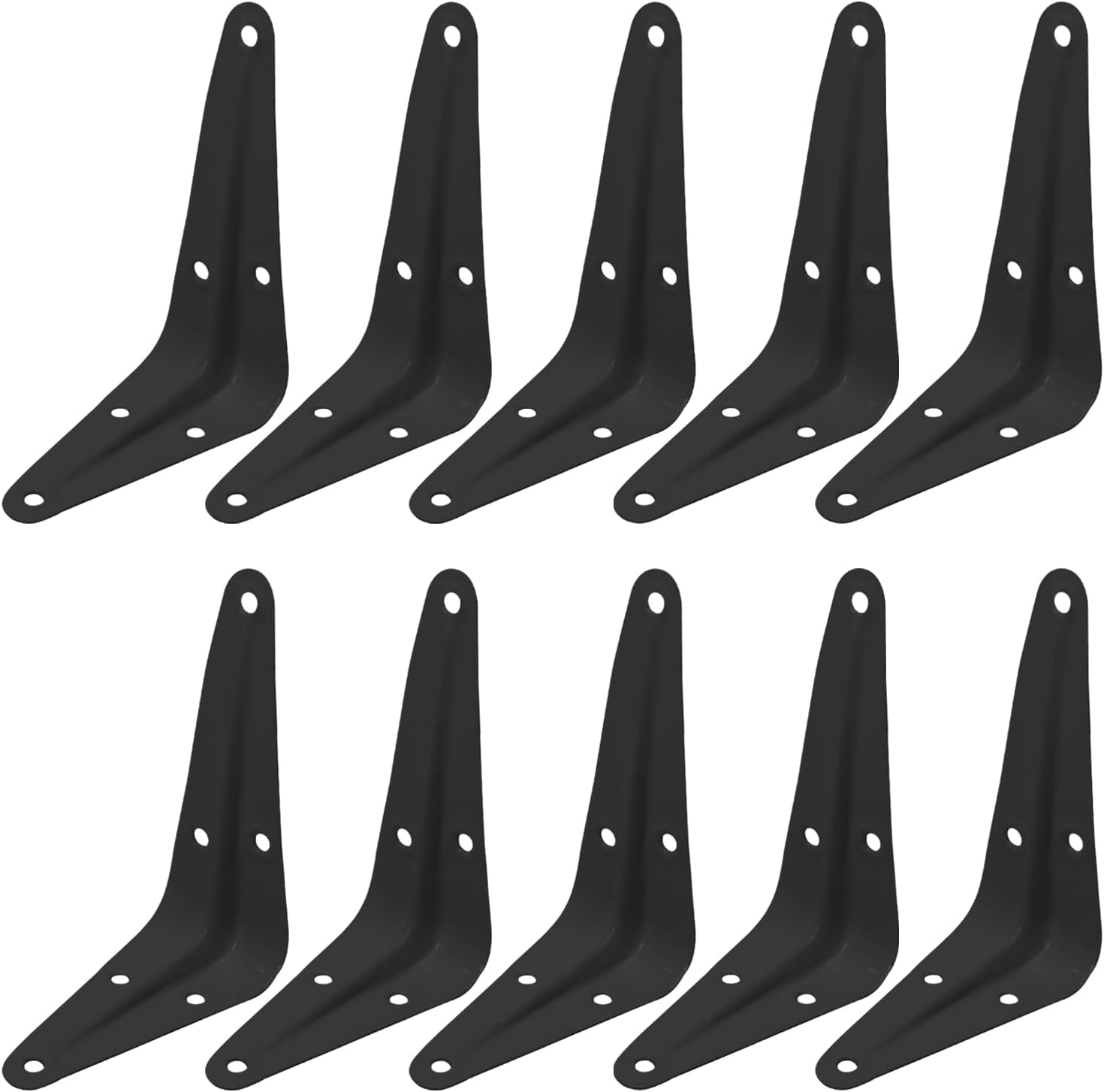 10-teiliges Set Robuster, Schwarzer Eckregalhalterungen Aus Metall (10 X 7 Cm) Mit Schrauben, Geeignet Zur Wandmontage Und -unterstützung.
