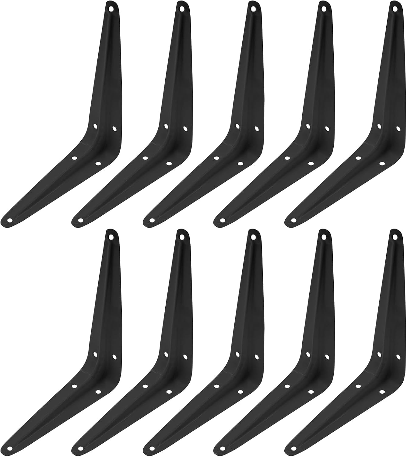 10-teiliges Set Robuster, Schwarzer Eckregalhalterungen Aus Metall (10 X 12 Cm) Mit Schrauben, Geeignet Zur Wandmontage Und -unterstützung.