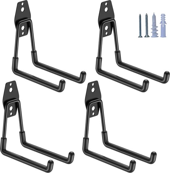 Fahrradfederungssystem, 4-teiliges Set Mit Wandhalterungen Und Schrauben, Schwarz