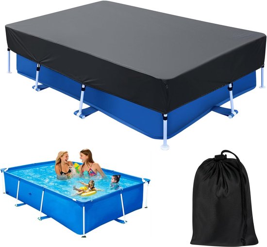 Rechteckige Poolabdeckung, Maße 300 X 201 X 20 Cm, Mit Kordelzug Und Rahmen, Geeignet Für Rechteckige Pools.