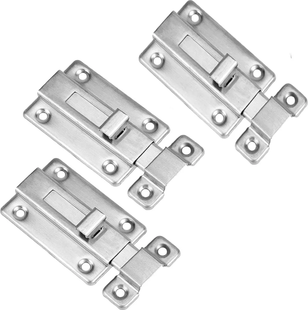 3-teiliges Set Aus 3-zoll-edelstahl-schiebetürriegeln, Kleine Sicherheitsriegel, Geeignet Für Gartentüren Und Badezimmer.
