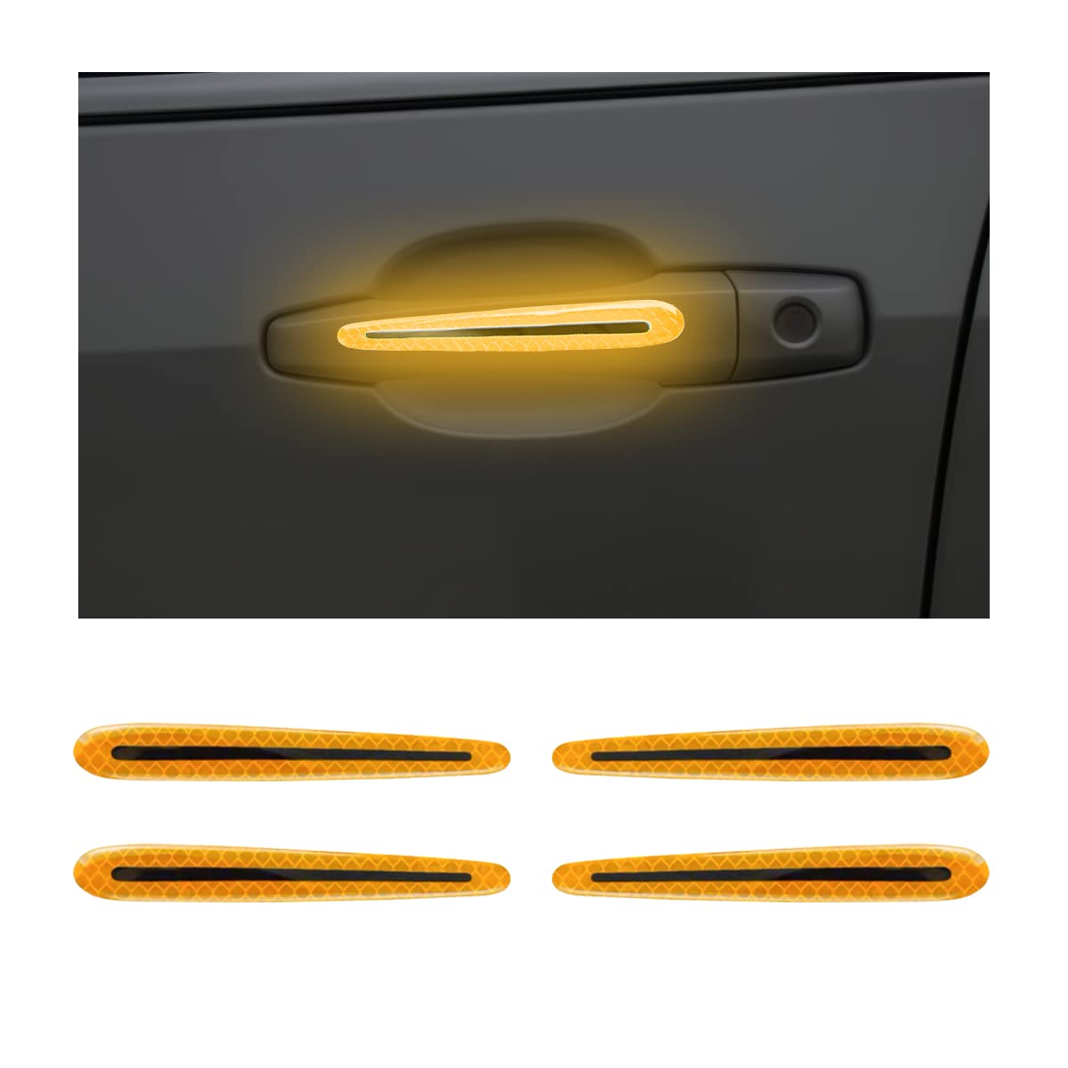 4 Reflektierende Türgriffschutzaufkleber, 3d-kratzschutzstreifen Für Türgriffe Und Gelbe Warnaufkleber Für Türgriffe.