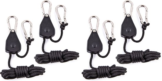 Seilratsche, 4-teilig, Innenratsche, Pp, Verzinktes Eisen, Abschlepphaken Mit Karabiner, Zeltabspannleinen Mit Umlenkrolle, Außenratsche, 150 Lbs, 2 M, Schwarz