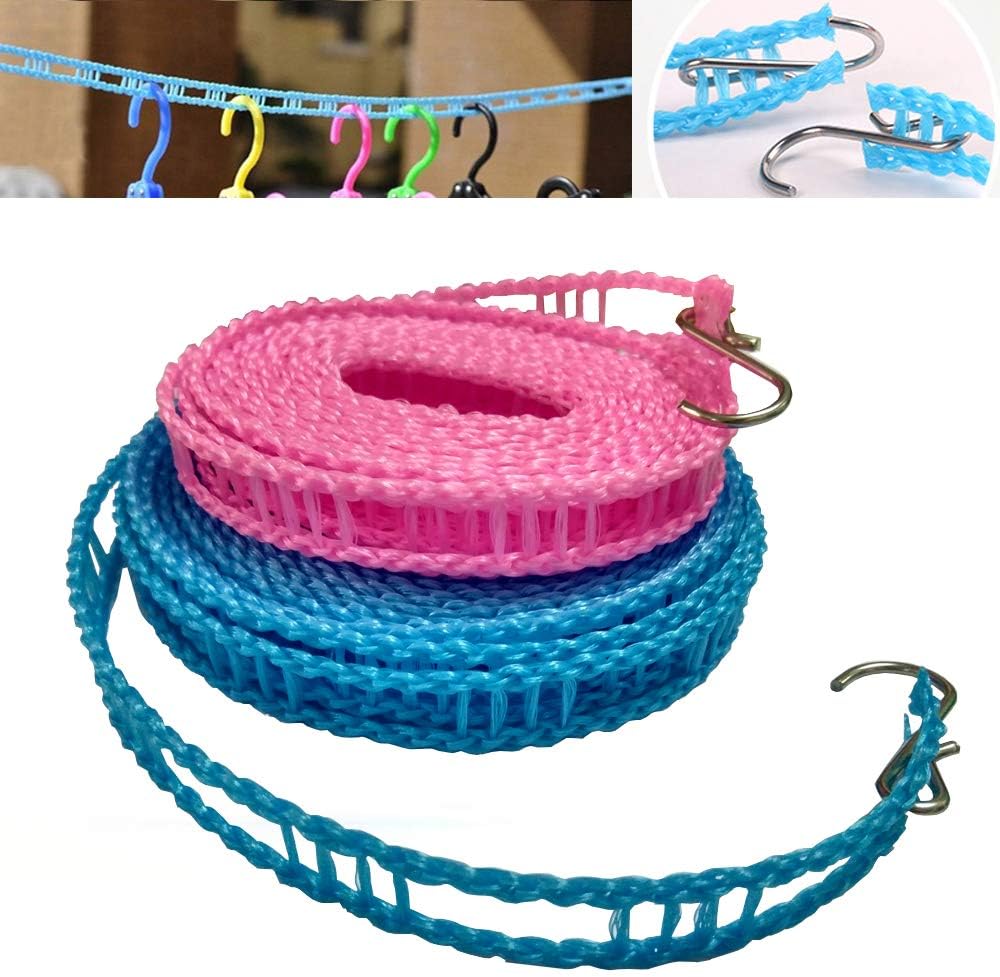 2er-pack Wäscheleinen Aus Nylon – Windfeste Wäscheleinen – Reisewäscheleinen – Wäscheseile – Für Drinnen Und Draußen, Camping Und Hotels – 5 Meter Lang
