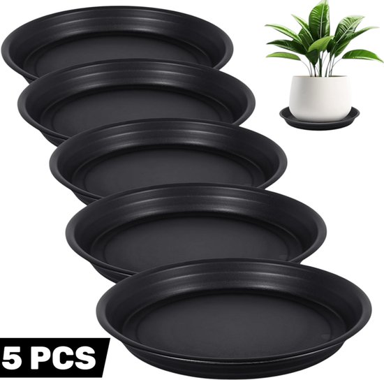 5 Stück, Runde Untersetzer (28 Cm Durchmesser), Wasserauffangschalen Für Blumentöpfe, Stabile Untersetzer Für Pflanzgefäße, Für Den Innen- Und Außenbereich, Verhindern Staunässe
