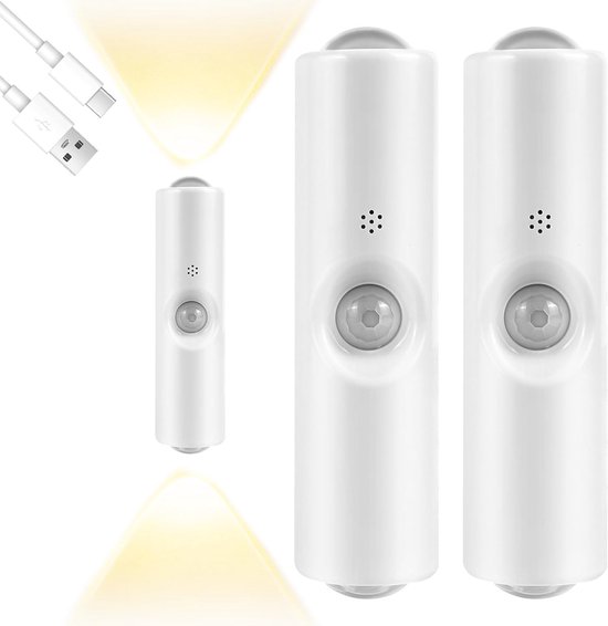 2-teilige Led-wandleuchten Mit Bewegungssensoren, 3-farbige Kabellose Lade-nachtlichter.