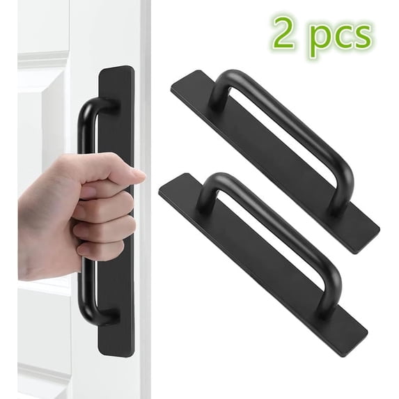 Zwei Selbstklebende Schranktürgriffe, Duschtürgriffe Aus Aluminiumlegierung, Selbstklebende Griffe Für Schubladen (210 Mm, Schwarz)