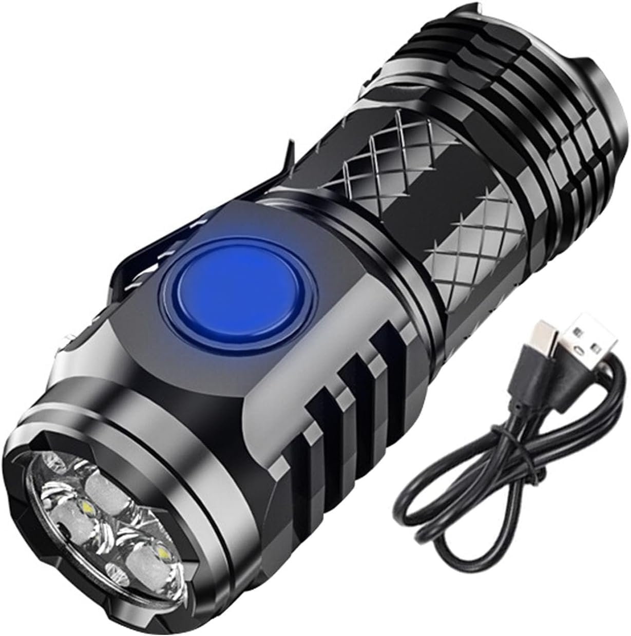 Ultrahelle, Tragbare Kleine Led-taschenlampe, Superhelle Mini-taschenlampe, Mini-taschenlampe Mit Drei Leuchtpunkten, Wiederaufladbare Taschenlampe Mit