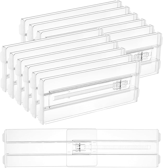 12-teiliges Schubladeneinteiler-set, Geeignet Zur Aufbewahrung Von Kleidung, Verstellbarer Und Ausziehbarer Kleiderschrank-schubladenorganizer, Transparente Trennwände.
