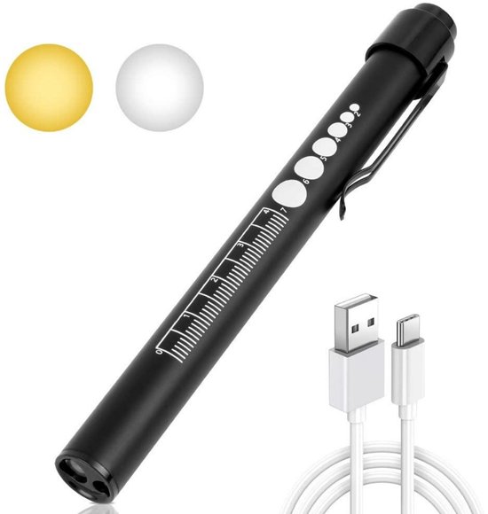 Medizinischer Pupillenlicht-diagnosestift Für Pflegekräfte Und Medizinisches Fachpersonal Mit Skala, Usb-wiederaufladbar, Led-stiftform