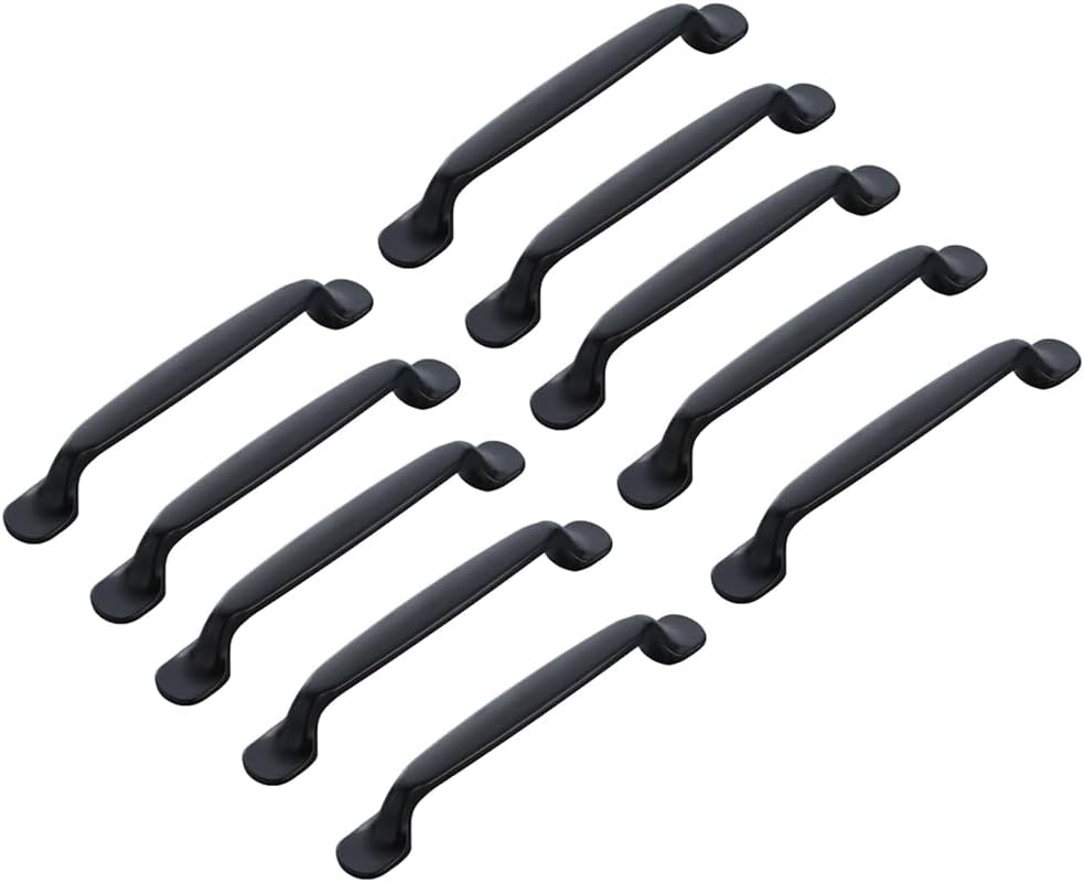 10er-pack Küchenschrankgriffe Aus Aluminiumlegierung, Mattschwarze Schubladengriffe (128 Mm Lochabstand)