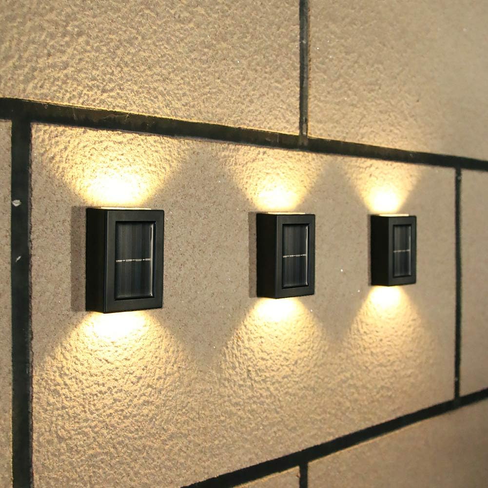 3er-pack Led-solar-wandleuchten, Ober- Und Unterbeleuchtung, Sicherheits-wandleuchten Für Den Außenbereich, Ip65 Wasserdicht, Led-solar-zaunleuchten