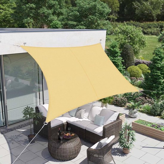 Rechteckiges Schattierungstuch 2x3m, Blickdicht – Uv-schutz – 4 Befestigungsseile – Luftig Und Robust – Für Terrasse, Garten, Balkon
