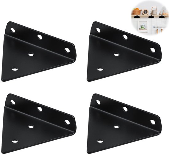 4-teiliges Trapez-eckwinkel-set - Regalträger Aus Kaltgewalztem Stahl - 85 × 100 Mm - Geeignet Für Tische, Betten Und Möbelverbindungen
